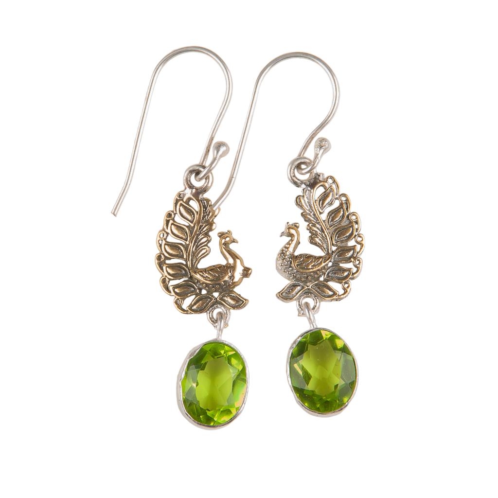 Peridot Gemstone 925 Sterling Silver Jewelry Handmade Drop/Dangle Earrings 1.8" EE-88-4