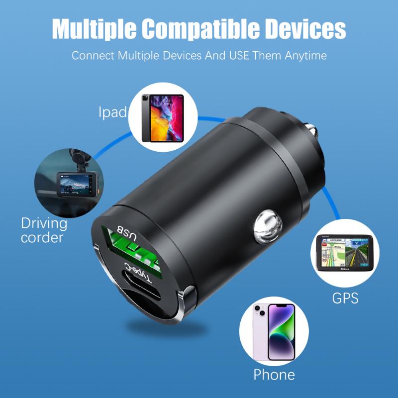 Mini 100W USB Car Charger Type C QC3.0 PD Car Chargers Fast Charging Auto Phone Charger Adapter for Iphone Samsung Huawei Xiaomi
