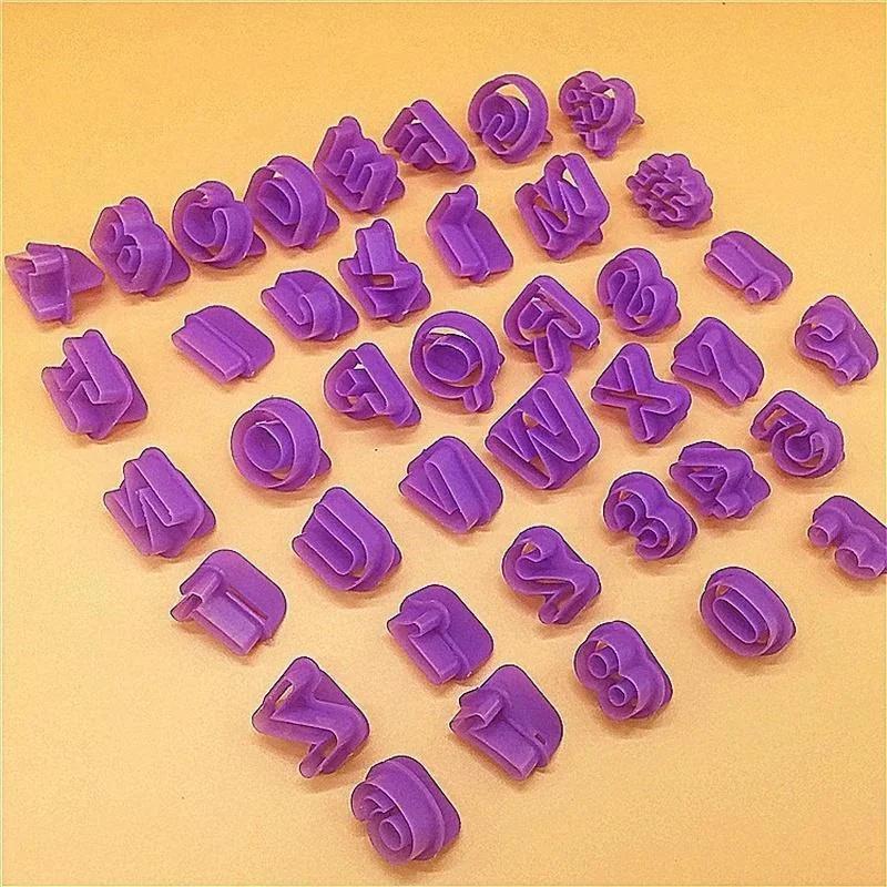 40 Pcs/1 Set Kitchen Baking Cute Alphabet Number Character Letter Cookie Cutter Fondant Cake Biscuit Baking Mould DIY Handle Letter