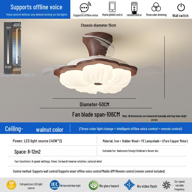 Retro French Creamy Ceiling Fan Light for Living Room, Dining Room, and Children's Bedroom