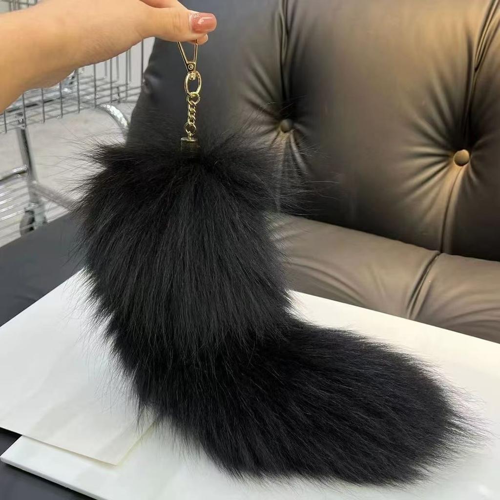 Internet Celebrity Oversized Fox Tail Keychain and Tagging