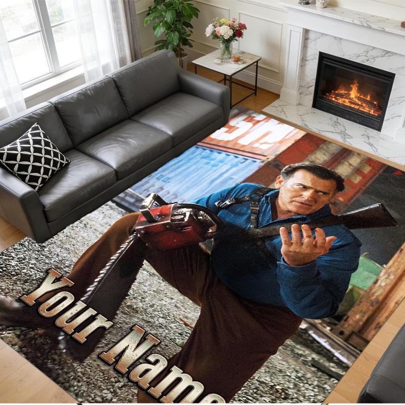 Crystal Velvet Rug Custom Name Text, Soft Non Slip Floor Mat Home DecorEvil Dead Ash Williams