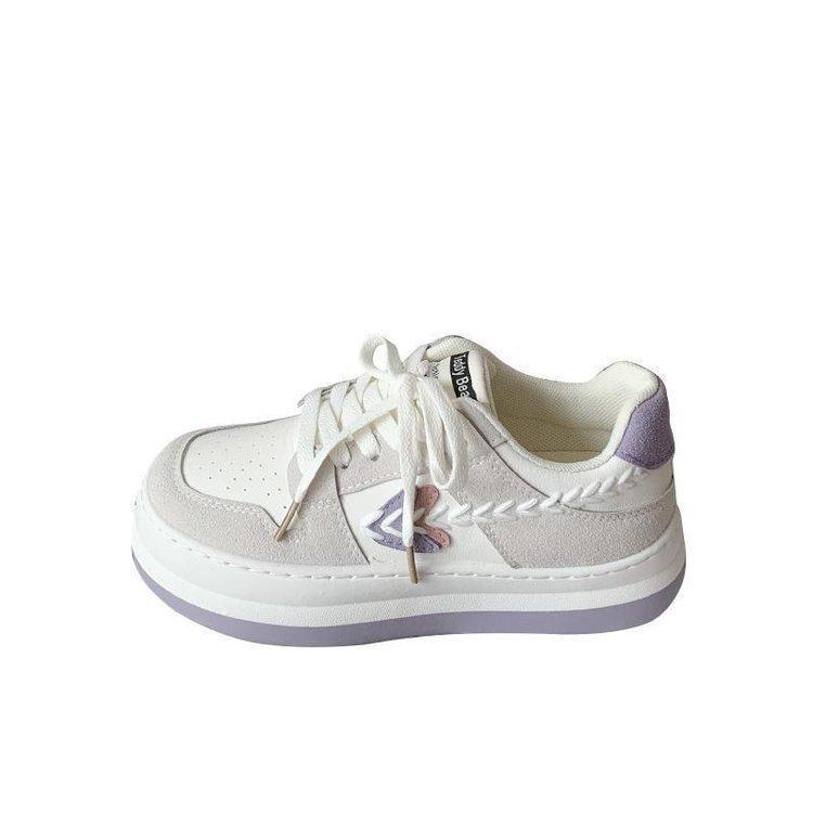 Levandulové fialové bílé boty pro ženy Nové studentské pohodlné a neformální boty s velkou hlavou Boty se speciálním designem