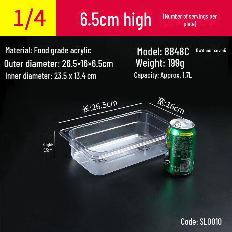 Transparente rechteckige Acryl-Heißtopfschale und Frischhalte-Obst-Auslagebox