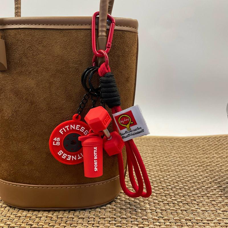 Bag Charm Dopamine Barbell Plates Kettlebell Simulation Dumbbells  Creative Fitness Bag's Pendant Gifts