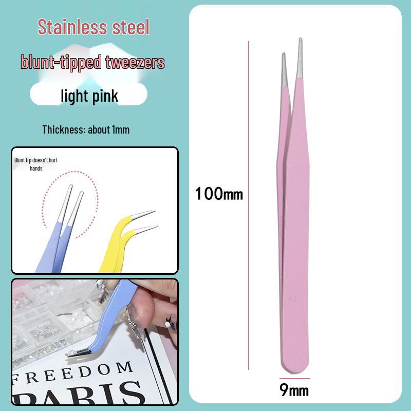 Colorful Stainless Steel Curved Tweezers for False Eyelashes and Planner Clips