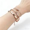 18K Gold Diamond-Inlaid Titanium Steel Bracelet, Women's Niche Luxury Design, Stainless Steel Hollow Letter Style.