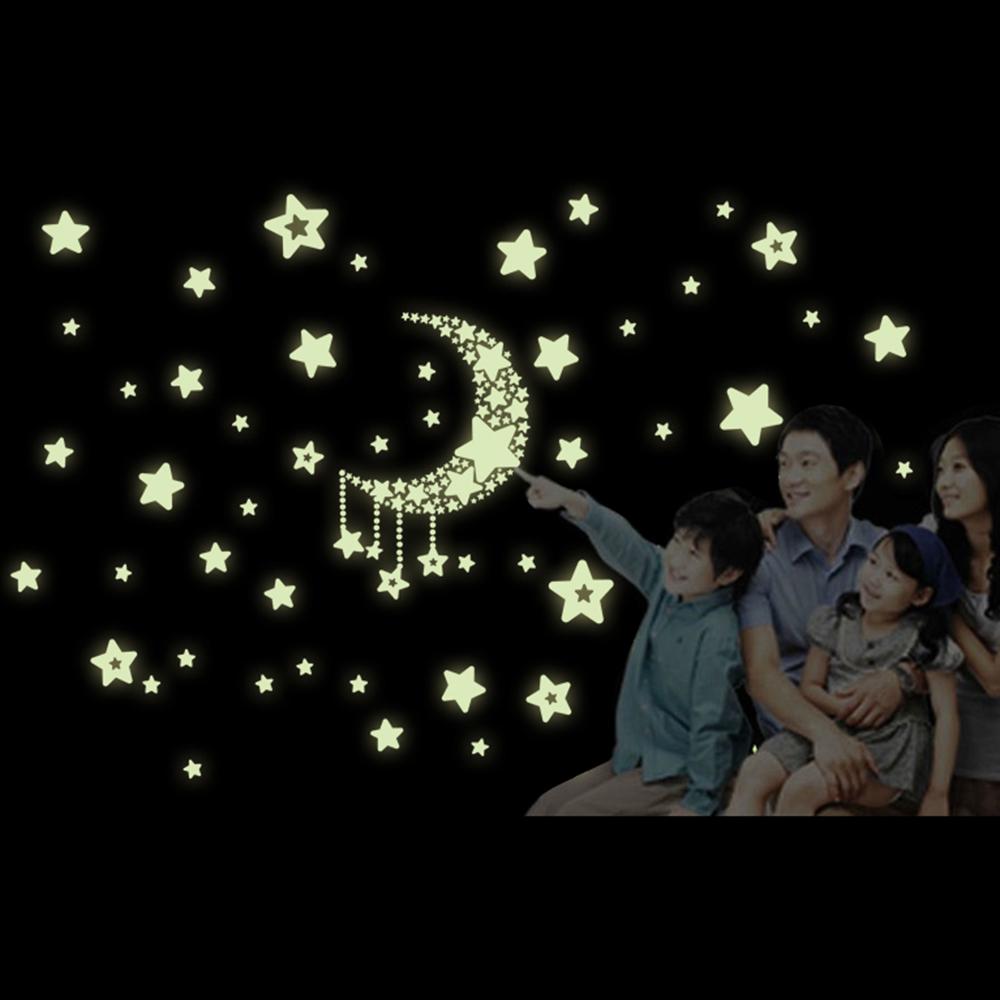 Night Starry Sky Moon Stars DIY Glow In The Dark Luminous Stickers Kids Room Wall Decor Decals for Kids Baby S Bedroom