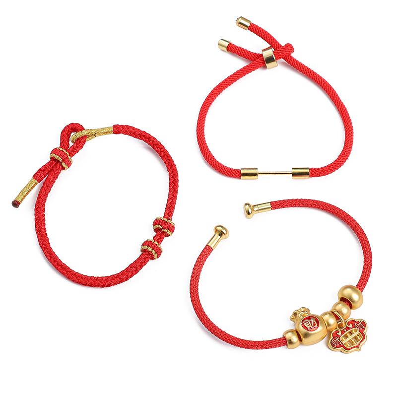Halvferdig Justerbart Flettet Rødt Tau For DIY Smykkefremstilling Perling Armbånd