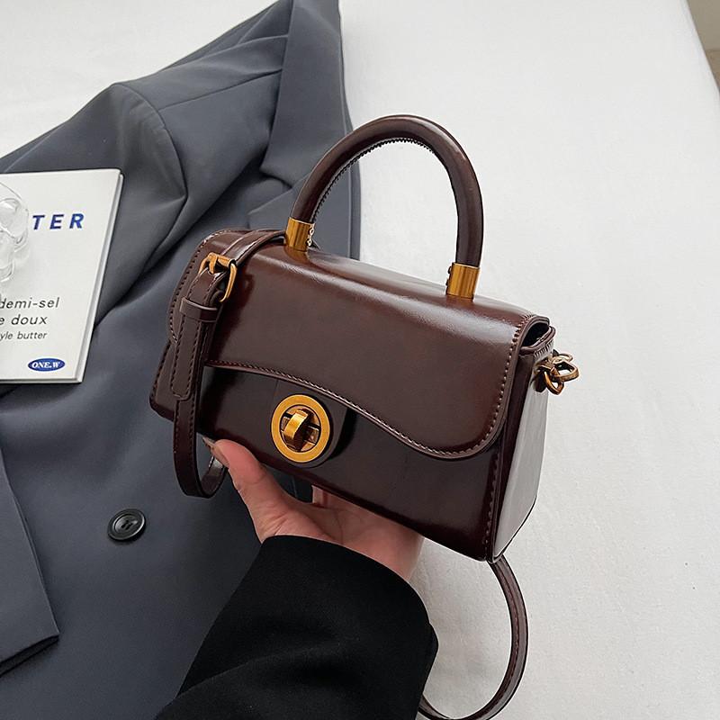 Ielgy Autumn Winter Portable Commuter Bag Trendy Retro Small Square Bag All-Match Multifunctional One-Shoulder Messenger