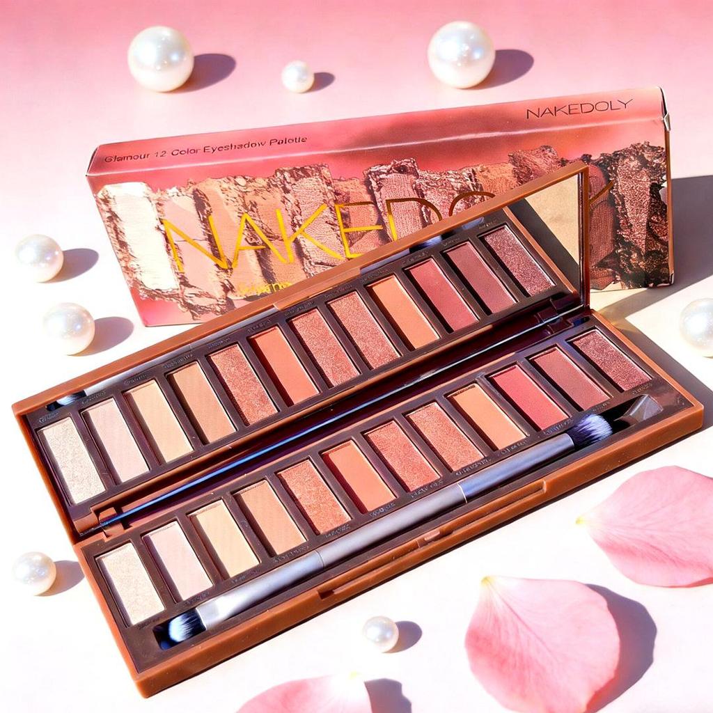 Influencer 12-Color Pearlescent & Matte Eyeshadow Palette - Earth Tones & Orange Shades