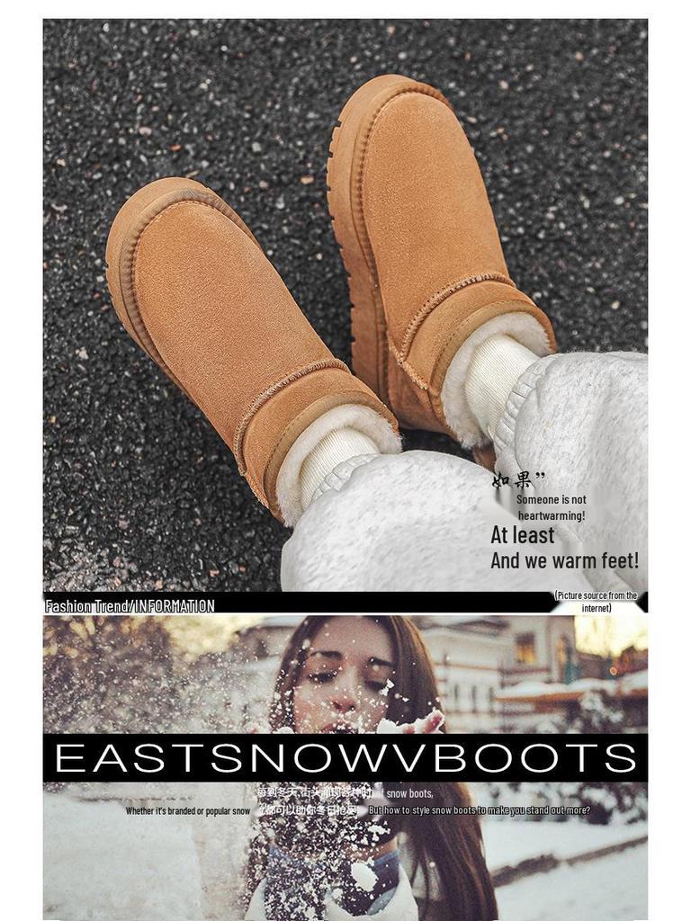 2025 Women's Thick-Soled Sheepskin Snow Boots, Fleece-Lined & Non-Slip