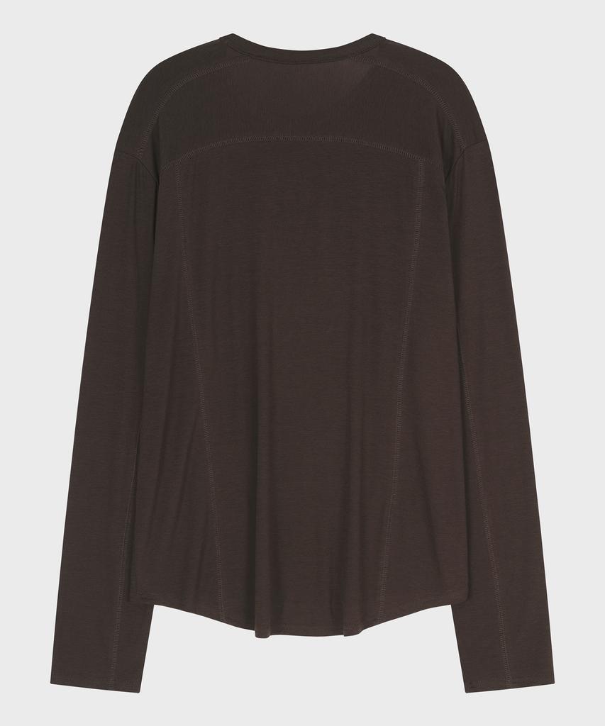 NOIRER Wool Tencel Incision T-Shirt (Brown)