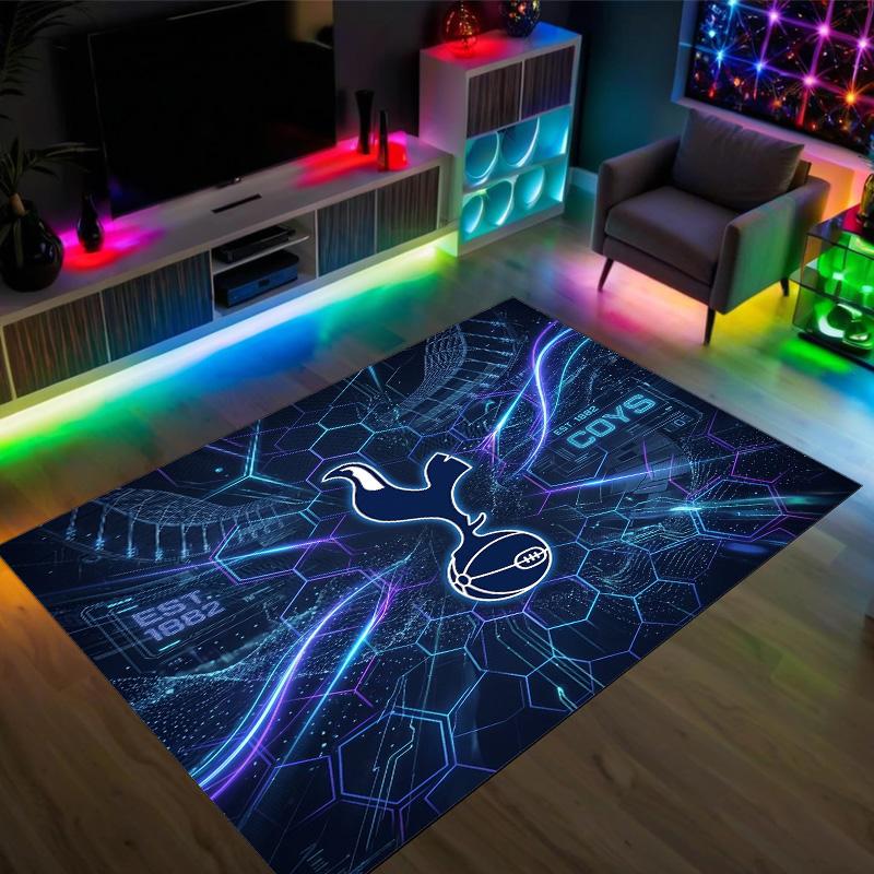 Tottenham Hotspur Design Crystal Velvet Carpet Cozy Non?Slip Printed Rug For Bedroom Living Room Entrance