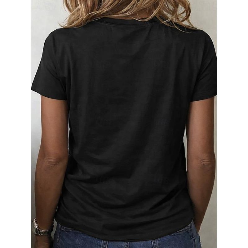 Women's T Shirt Graphic Letter Stylish Classic Casual Short Sleeve Round Neck Regular Tops Summer