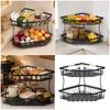 Space Saving 2 Level Fruit Basket for Kitchen Counter, Carbon Steel Produce Holder with Open Access for Vegetables, Bread and Daily Foods