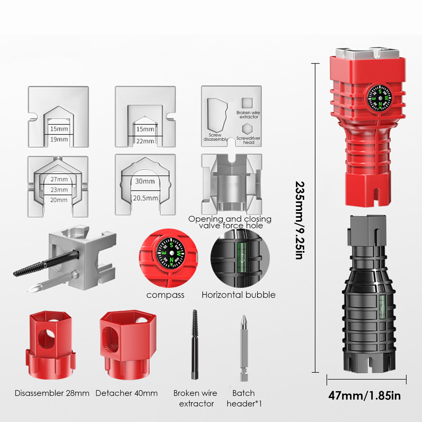 Basin Wrench,24 in 1 Faucet, Sink Installer Tool,Multi-Purpose Plumbing Wrench Faucet Wrench Sink Wrench Plumbers Wrench