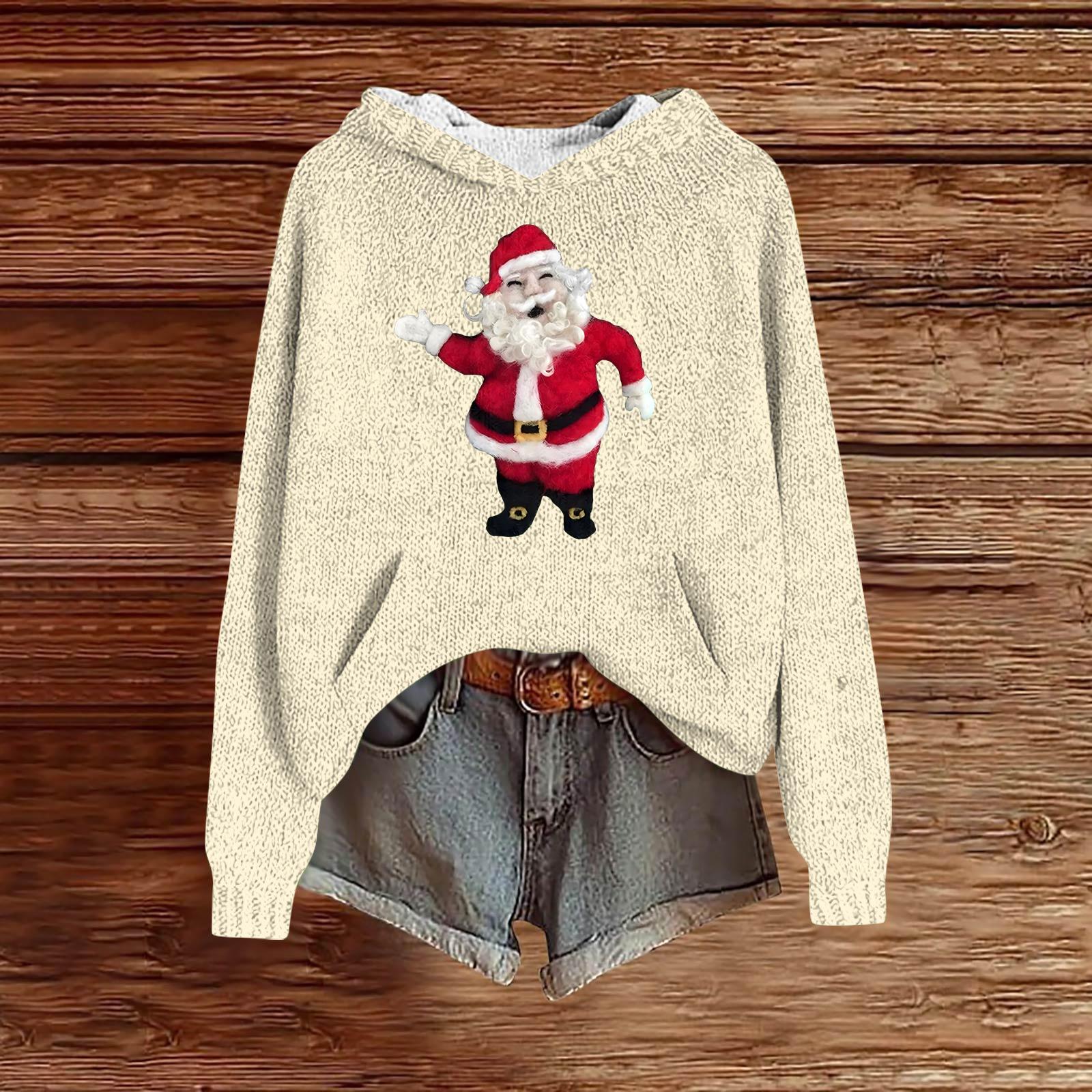 

Женские толстовки Вязаный свитер Милая рубашка Осенний пуловер Толстовка с капюшоном L бежевый