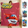 Cartoon S-Super W-Wings Throw Soft Flannel Blanket for Bed Bedroom Sofa Picnic Throw Skin-friendly Breathable Gift Cover