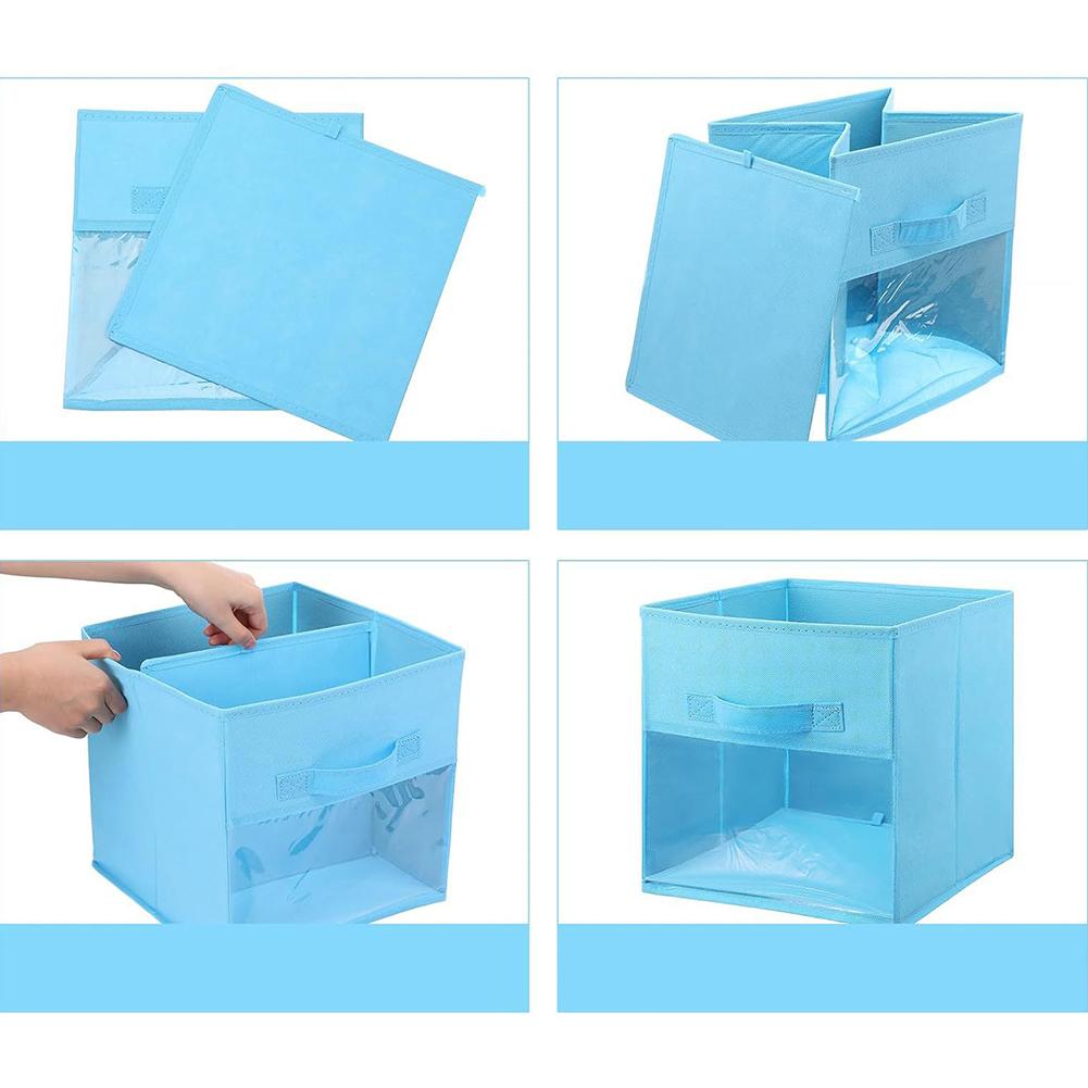 Foldable Storage Boxes with Clear Window Set of 6 Felt Baskets for Organizing Toys Clothes and Books in Various Home Settings