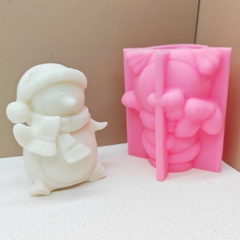 Stylish Handmade Soap and Candle Crafting Penguins Silicone Mould Flexible Home Decoration Supplies for Art Projects