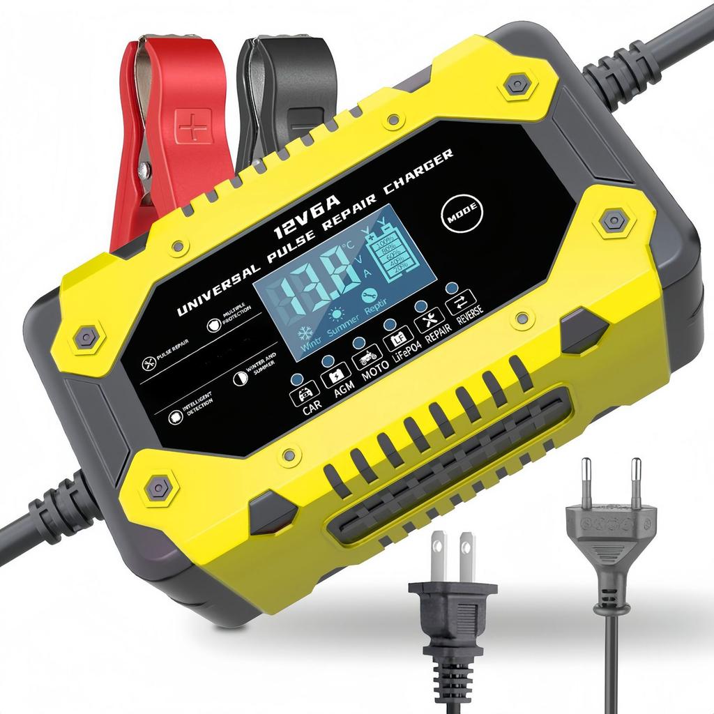 Battery Charger With On-Board LCD Display - Suitable for 12V 6A Car Batteries