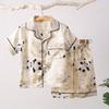 Kids' Cartoon Ice Silk Short Sleeve Pajama Set for Spring and Summer