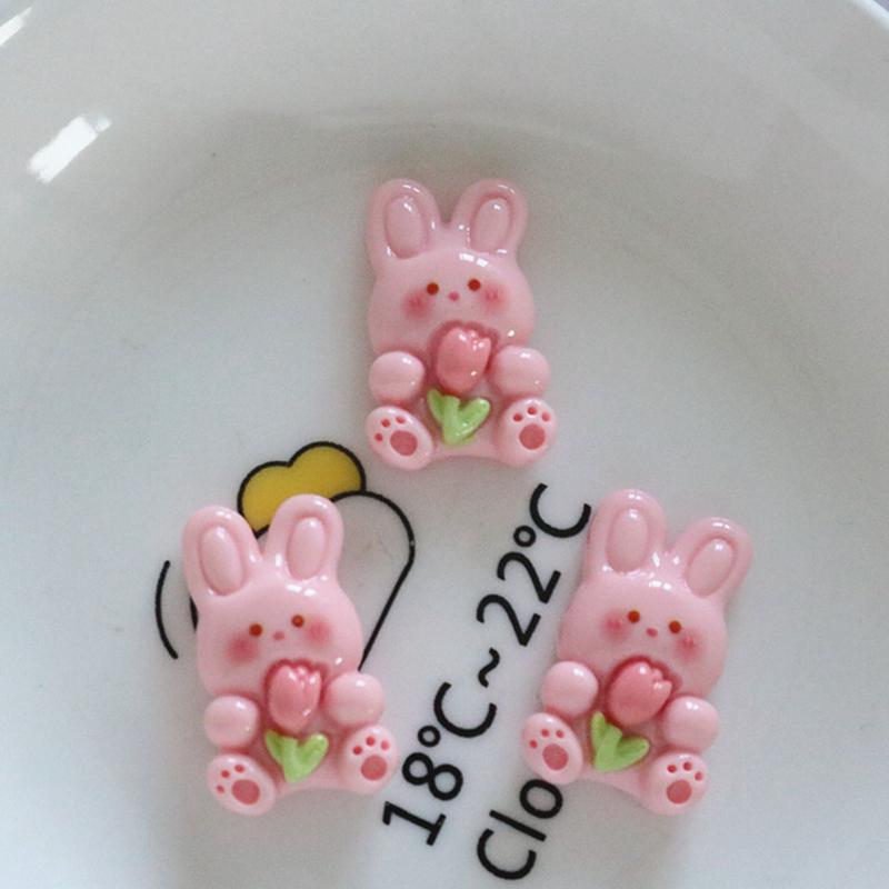 10 Pcs New Fashion Cute Cartoon Rabbit, Girl, Little Bear Resin Scrapbook Diy Jewelry Wedding Hairpin Decorate Accessories A84