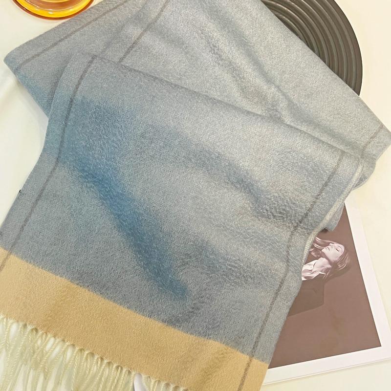 Autumn and winter double-line water ripple 100 cashmere scarf women's light luxury high-end narrow scarf warm versatile shawl