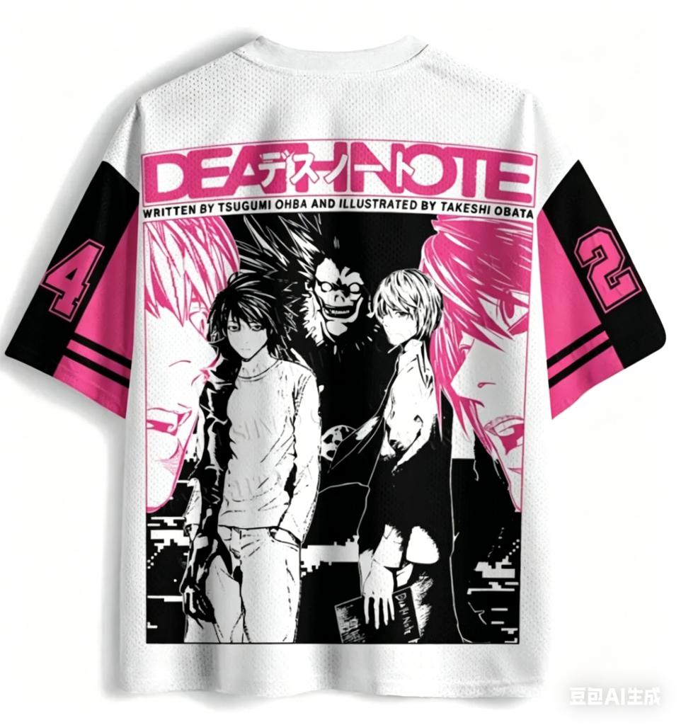 Children Adult Death Note Liuke Red Eyes 3D Printed Jersey Mesh Breathable American Retro Sports Style Short Sleeve