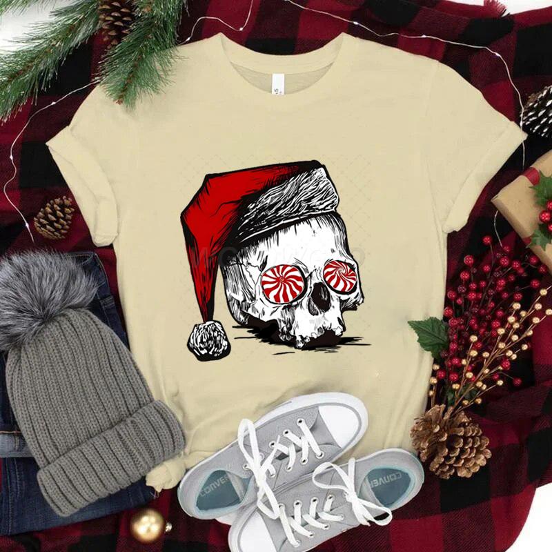 Streetwear Skeleton Christmas T Shirt Santa Skull Harajuku Fashion Shirts FeUnisexUnisex Merry Christmas Vintage T Shirts for Unisex