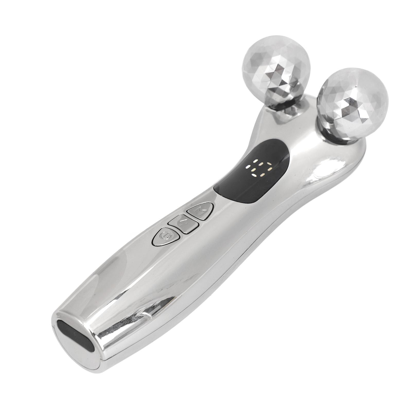 

4D роликовый массажер для лица, подтягивающий кожу, контурный массажер для глаз и лица серебряный