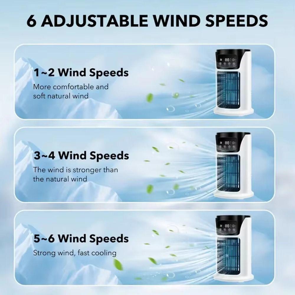 Compact Design Air Cooler Fan Water Mist Atomization Low-Noise Operation Portable Air Conditioner Dual Fan Heads for 5V/2A