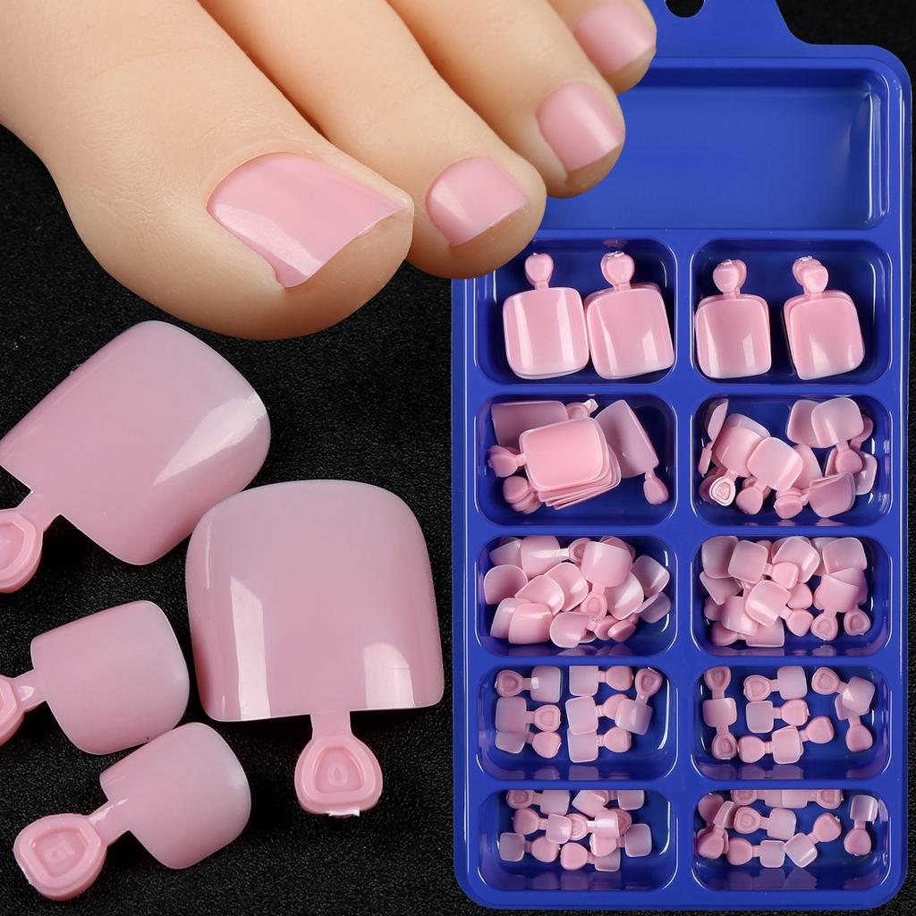 Set da 100 Pezzi di Unghie Finte Rimovibili per Piedi, Unghie Artificiali a Copertura Totale di Varie Misure per Applicazione e Sostituzione Nail Art Pedicure