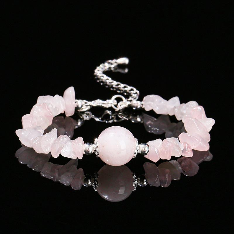 Natural Purple Jade Crystal Gravel Bead Bracelet Geometric Female Moonstone Classic Style Jewelry one size