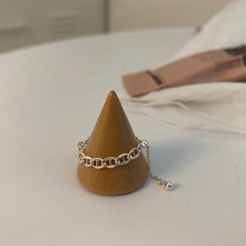 Contemporary Korean Style Adjustable Silver Ring Designed For Women With Fashionable Details