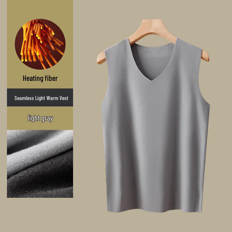 Vestă călduroasă de catifea cu căptușeală de lână pentru bărbați - Strat de bază gros de iarnă pentru bărbați de vârstă mijlocie și vârstnici