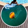 Jellyfish Round Beach Towel Microfiber Absorbent Quick Dry Sand Free Picnic Mat for Bathroom Pool Surf Travel Outdoor Meditation