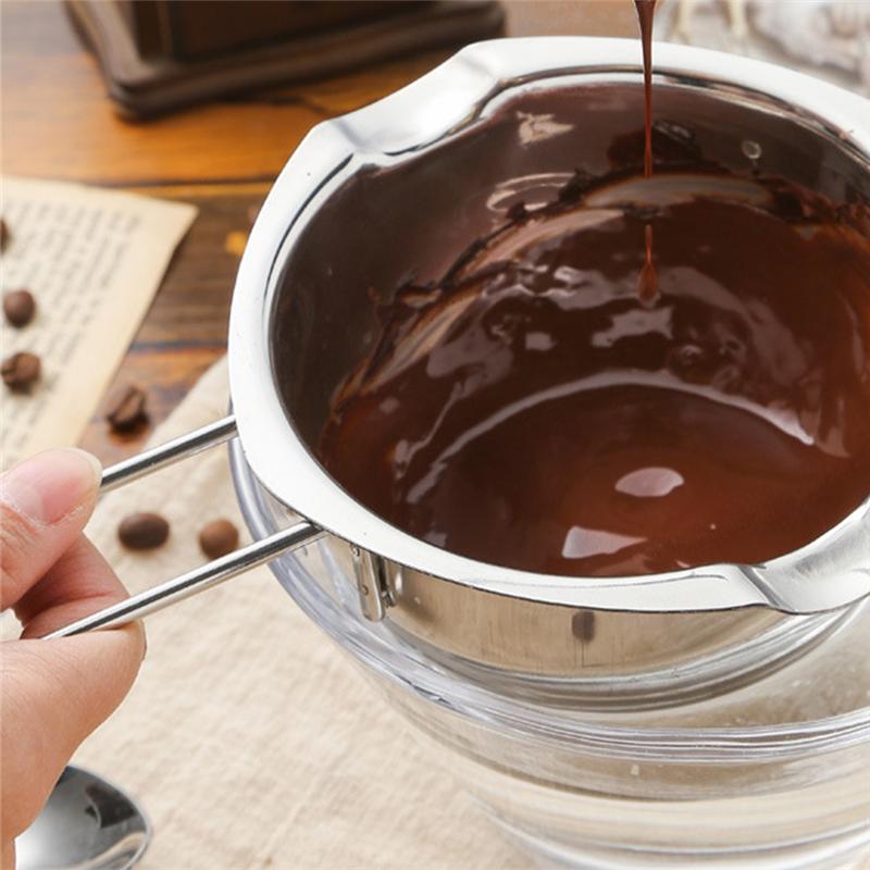 

ABUL-400Ml Chocolate Melt Pot, Stainless Steel Melt Bowl Suitable For Candy Making Double Nozzle With Front Hook чёрный