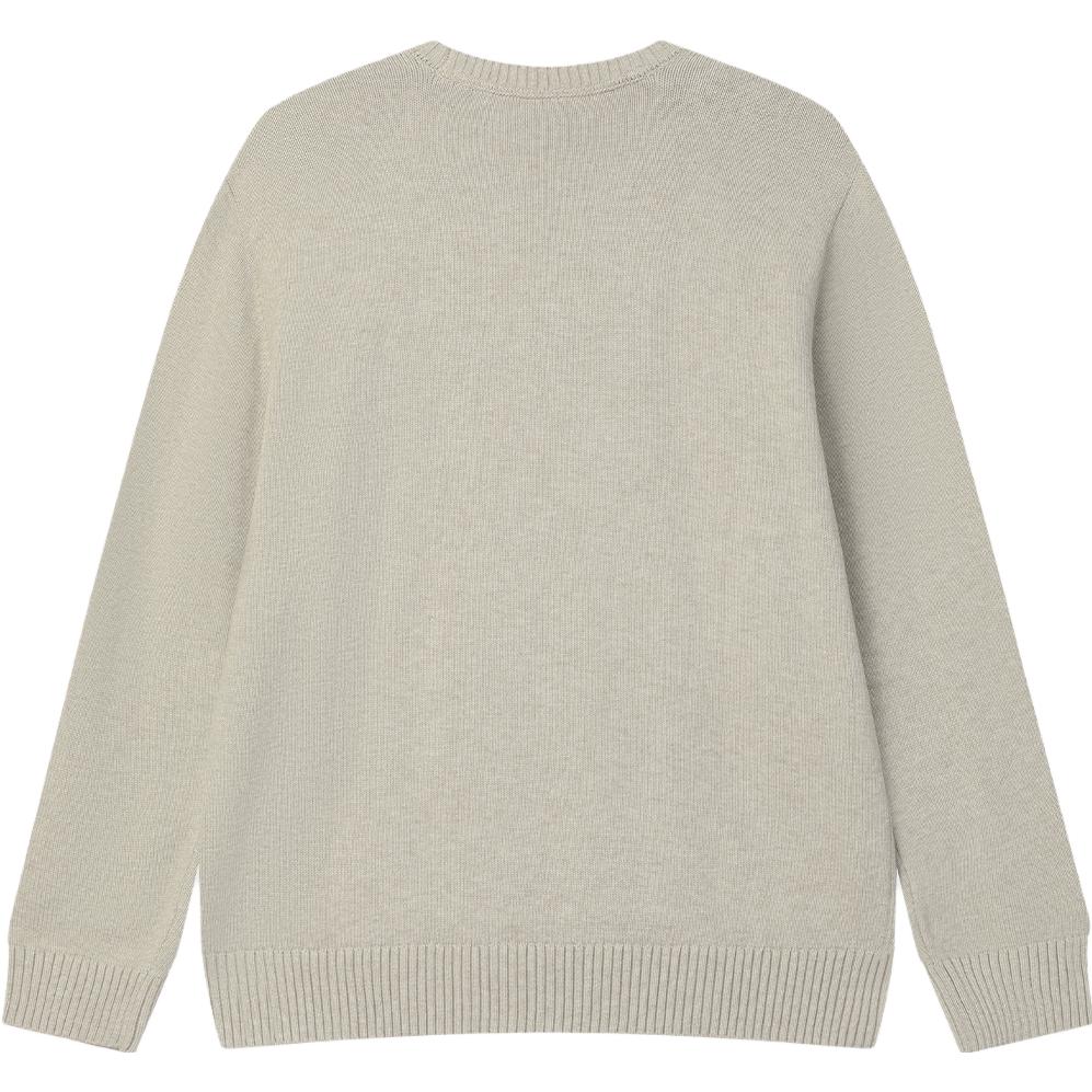 Fila 2023 Winter New Simple Loose Knit Sweater With Monet Print Round Neck Long Sleeve Men Sweater Soft-Khaki Flower-Gray F11M348401F-LK