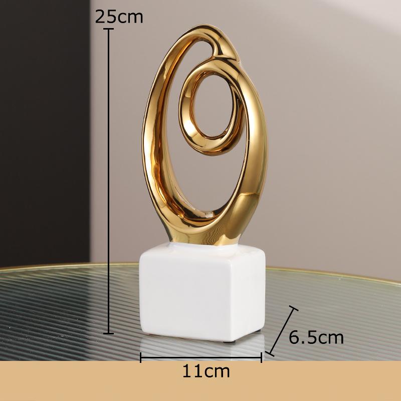 Gold Plated Endless Chain Abstract Artwork Ceramic Statue Desk Decoration Ornaments Chain Sculpture Room Aesthetics Decor