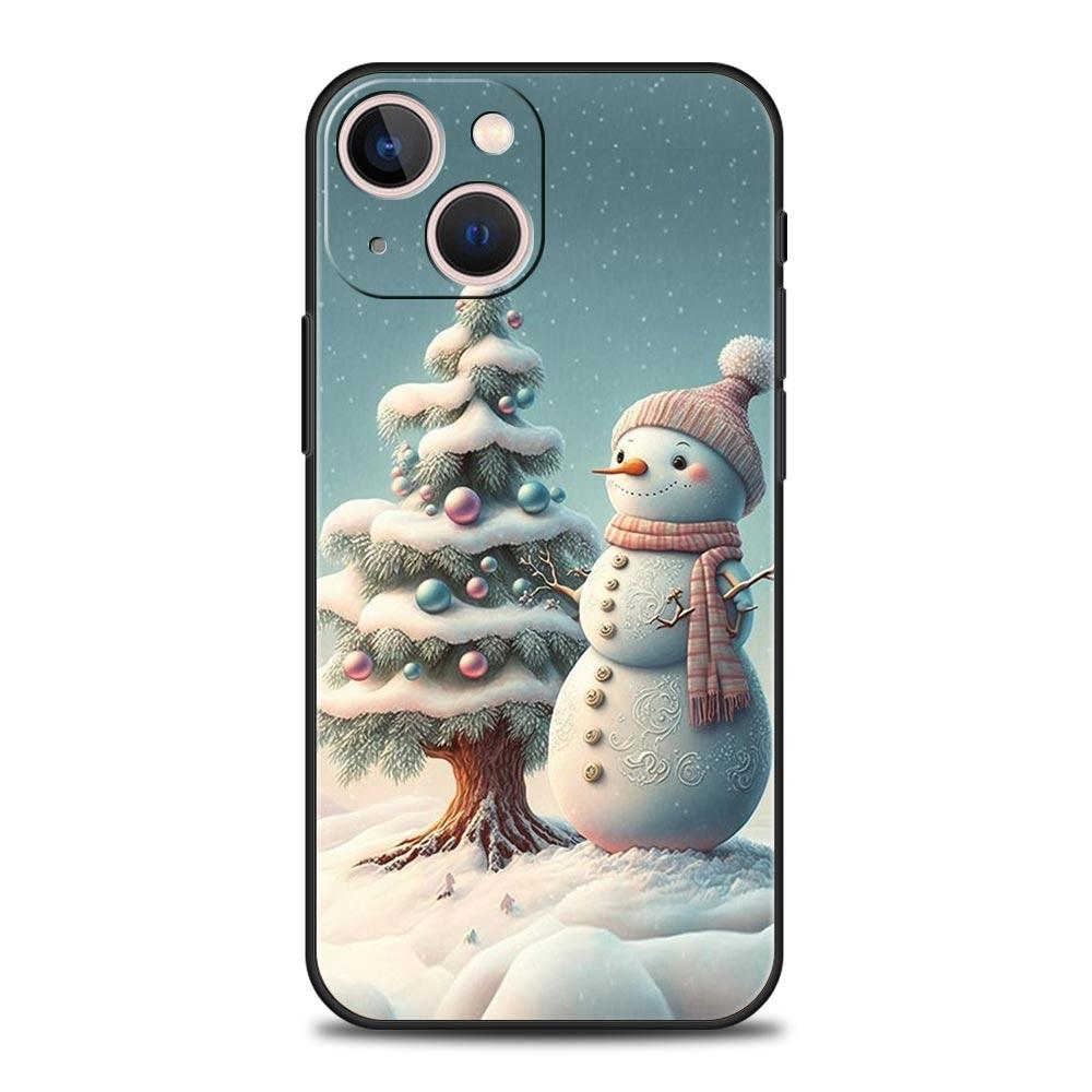 Christmas Graphic Printed Luxury Phone Case For iPhone 13 15 14 12 Mini 11 Pro MAX XR X SE XS 7 8 Plus Silicone Black Cover