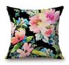 Modern Floral Pillow Cover Abstract Flower Cushion Case Black Red Orange Grey Decor Living Room Sofa Gift
