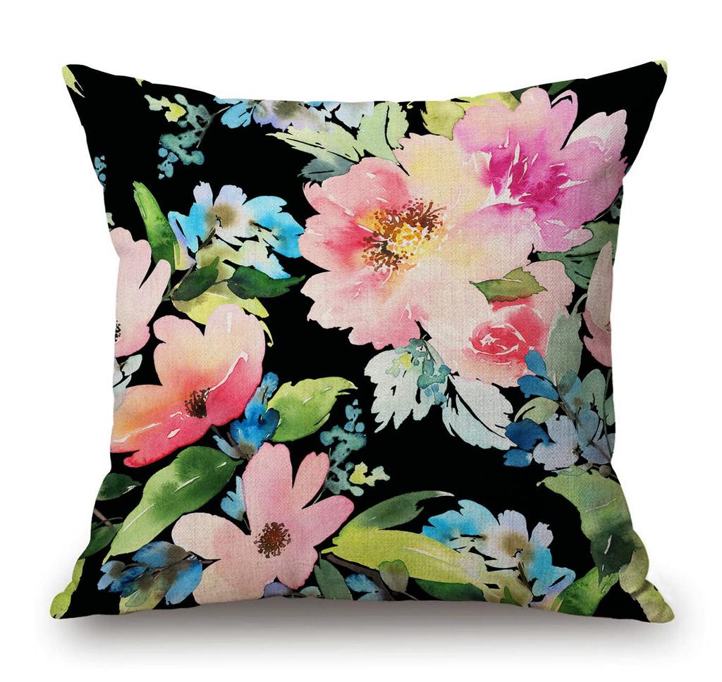 Modern Floral Pillow Cover Abstract Flower Cushion Case Black Red Orange Grey Decor Living Room Sofa Gift