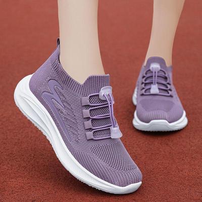 Damenschuhe Frühling Neue fliegende gewebte Schuhe Weiche Sohlen Bequeme Mutterschuhe Wanderschuhe Sport Freizeitschuhe
