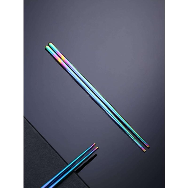 

Holographic Stainless Steel Chopsticks, Gradient Color Chopsticks for Dining, Kitchen one-size