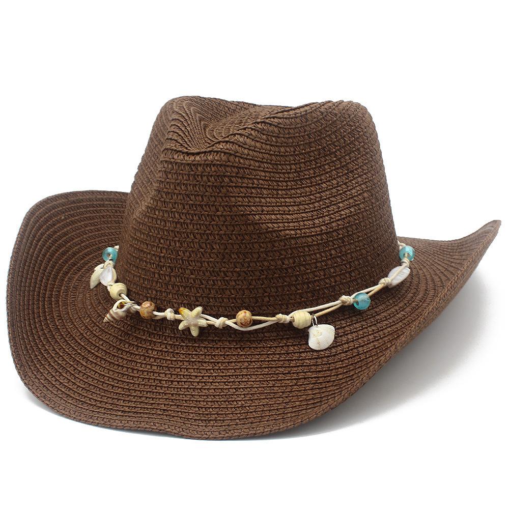 Brown Sunscreen Visor Simple Curved Brim Literary Retro Cowboy Hat Trend European and American Style Panama Straw Hat