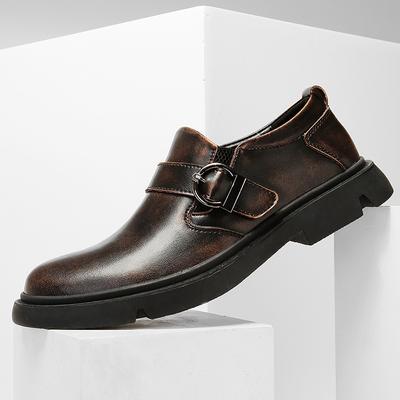 Autumn Mens Dress Shoes High Quality Men 'S Shoes Casual Leather Monk Strap Shoes Business Loafers Retro Slip On Oxfords For Men
