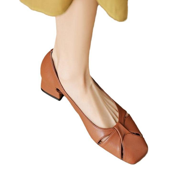 Very Easy To Wear Versatile and Not Tired of Single Shoes for Women In the Spring and Autumn of 2025, the New Square Head Medium Heel Thick Hee