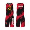 Men Angola Flag Basketball Jersey Set Mesh Shirt & Pants Sleeveless Exclusive Team-up Custom Name Nunber Unisex